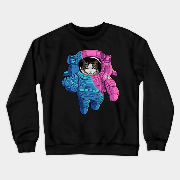 Catstronaut Crewneck Sweatshirt by JayWillDraw